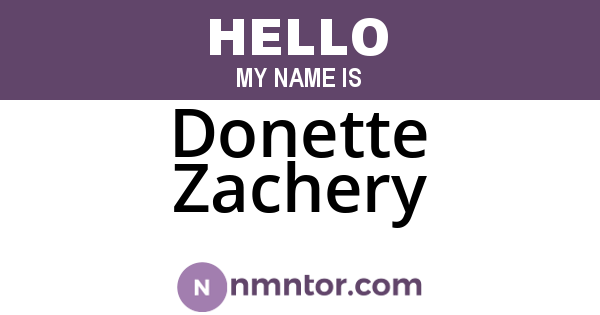 Donette Zachery