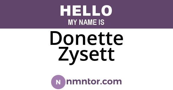 Donette Zysett