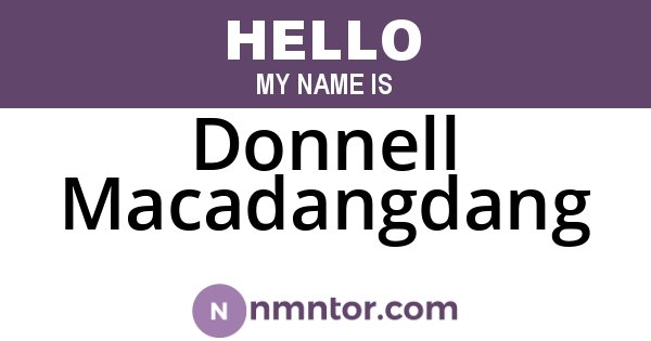 Donnell Macadangdang