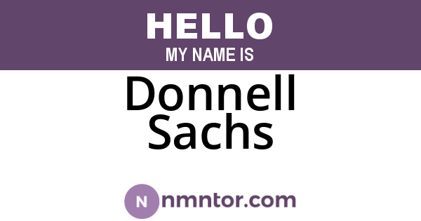 Donnell Sachs