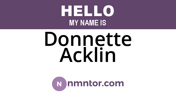Donnette Acklin