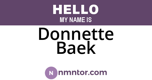 Donnette Baek
