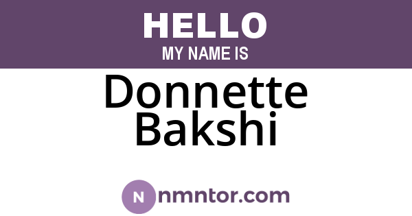 Donnette Bakshi