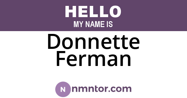 Donnette Ferman