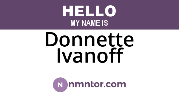 Donnette Ivanoff