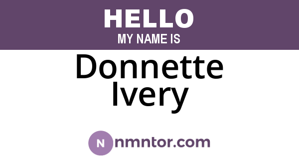 Donnette Ivery