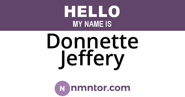 Donnette Jeffery