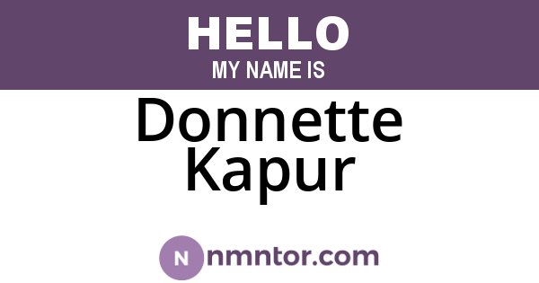 Donnette Kapur