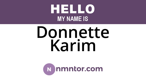 Donnette Karim