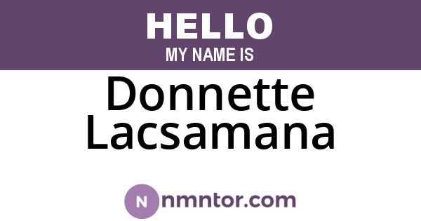 Donnette Lacsamana