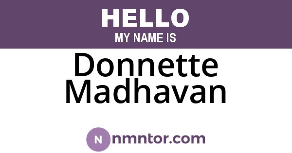 Donnette Madhavan