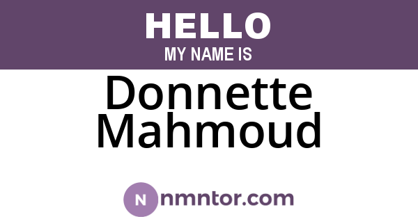 Donnette Mahmoud