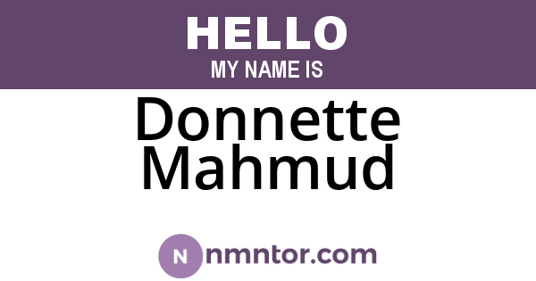 Donnette Mahmud