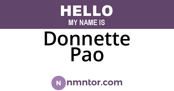 Donnette Pao