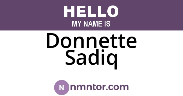Donnette Sadiq