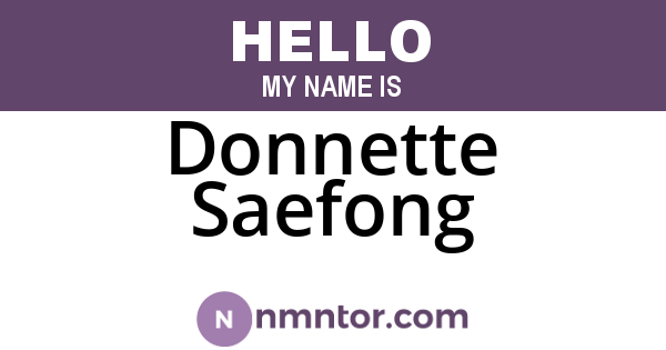 Donnette Saefong
