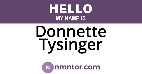 Donnette Tysinger