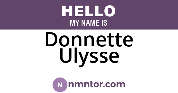 Donnette Ulysse