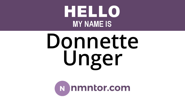 Donnette Unger