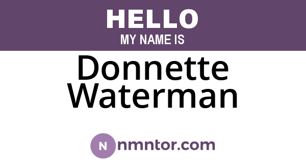 Donnette Waterman