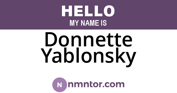 Donnette Yablonsky