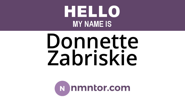 Donnette Zabriskie