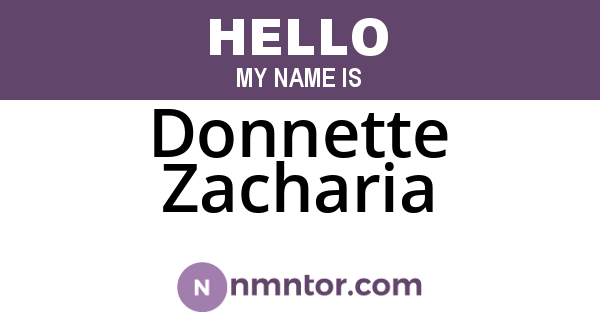 Donnette Zacharia