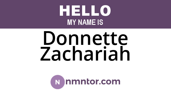 Donnette Zachariah