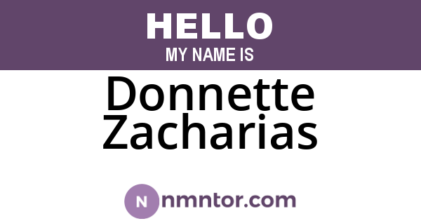 Donnette Zacharias