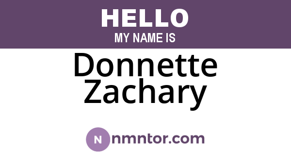 Donnette Zachary