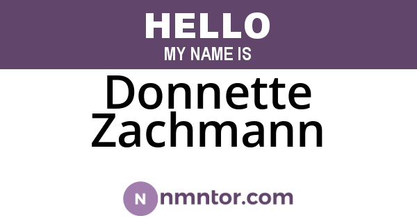 Donnette Zachmann