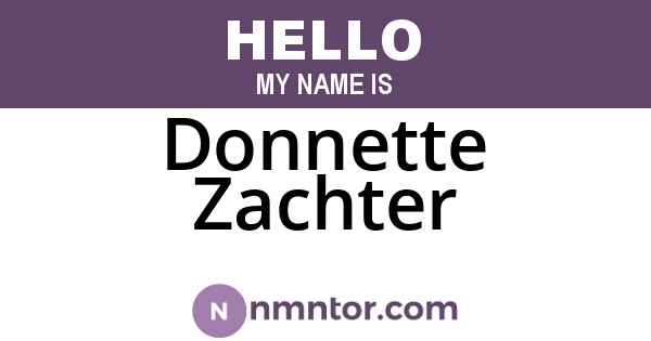 Donnette Zachter