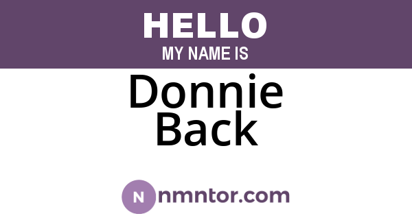Donnie Back