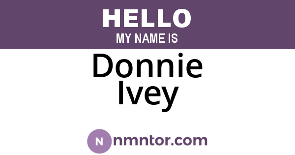 Donnie Ivey