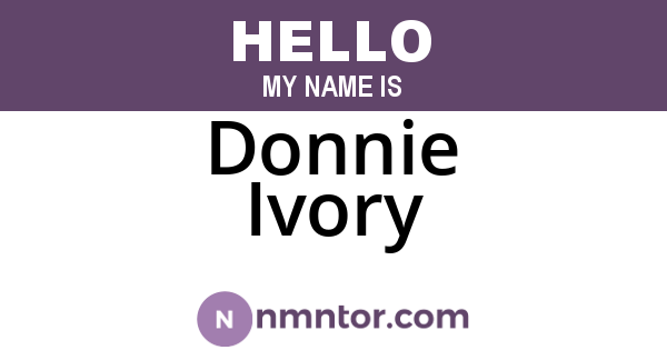 Donnie Ivory