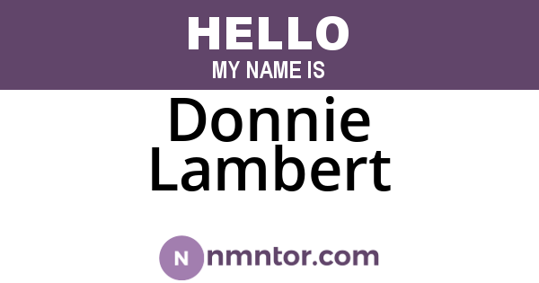 Donnie Lambert