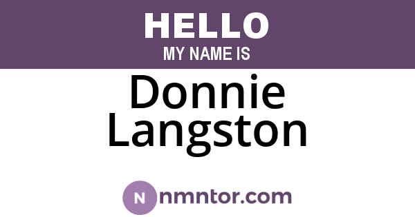 Donnie Langston