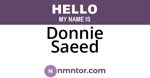 Donnie Saeed
