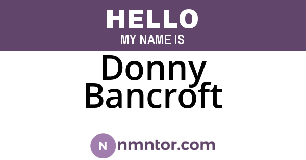 Donny Bancroft
