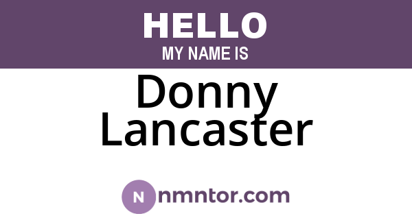Donny Lancaster