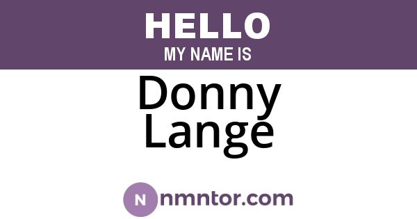 Donny Lange