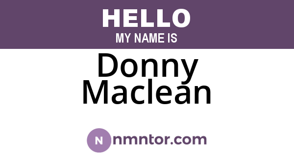 Donny Maclean