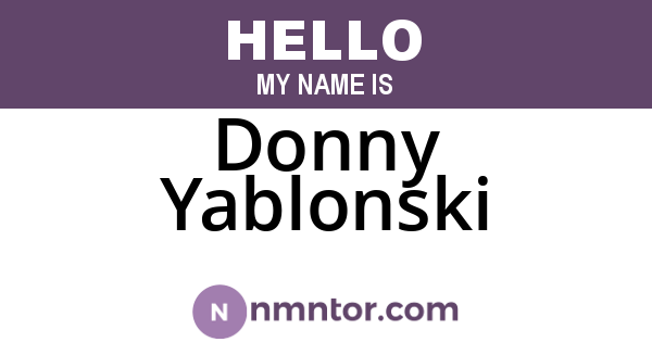 Donny Yablonski