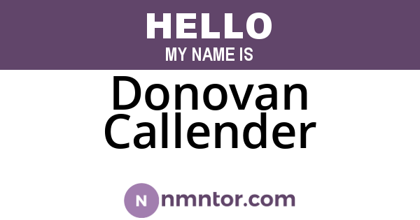 Donovan Callender