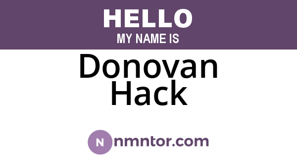 Donovan Hack