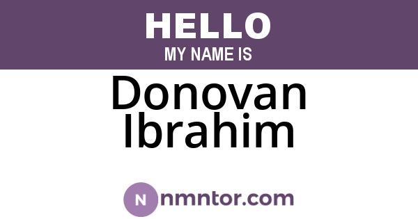 Donovan Ibrahim