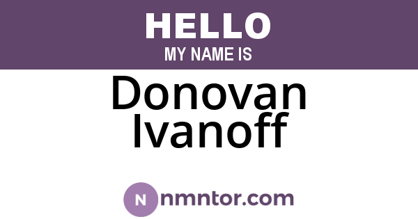 Donovan Ivanoff