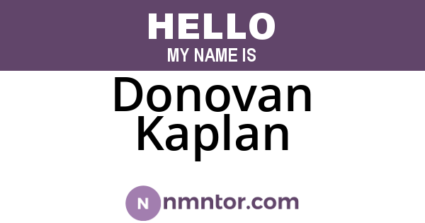 Donovan Kaplan