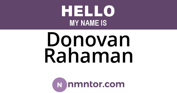 Donovan Rahaman