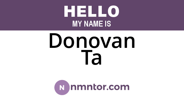 Donovan Ta